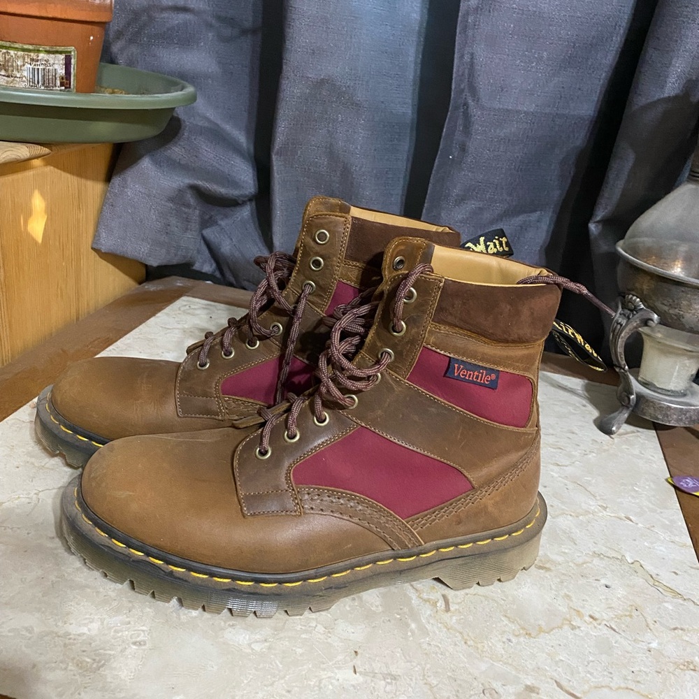 Dr. Martens Brown and Burgundy Leather Lace-Up Boots runs a bit small 9ish